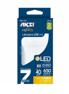 Bombillo Led 7W-A19-E27-3K-650L