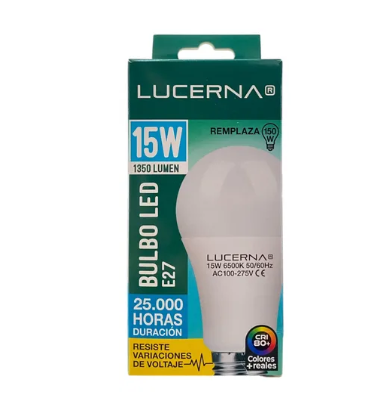 Bombillo Led 15W-A65-E27-6K-1.350L -Lucerna