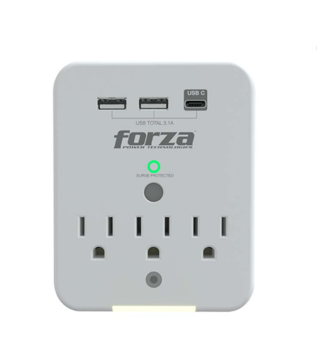 Regleta Sobretensiones de Pared 110V 3 Salidas Forza