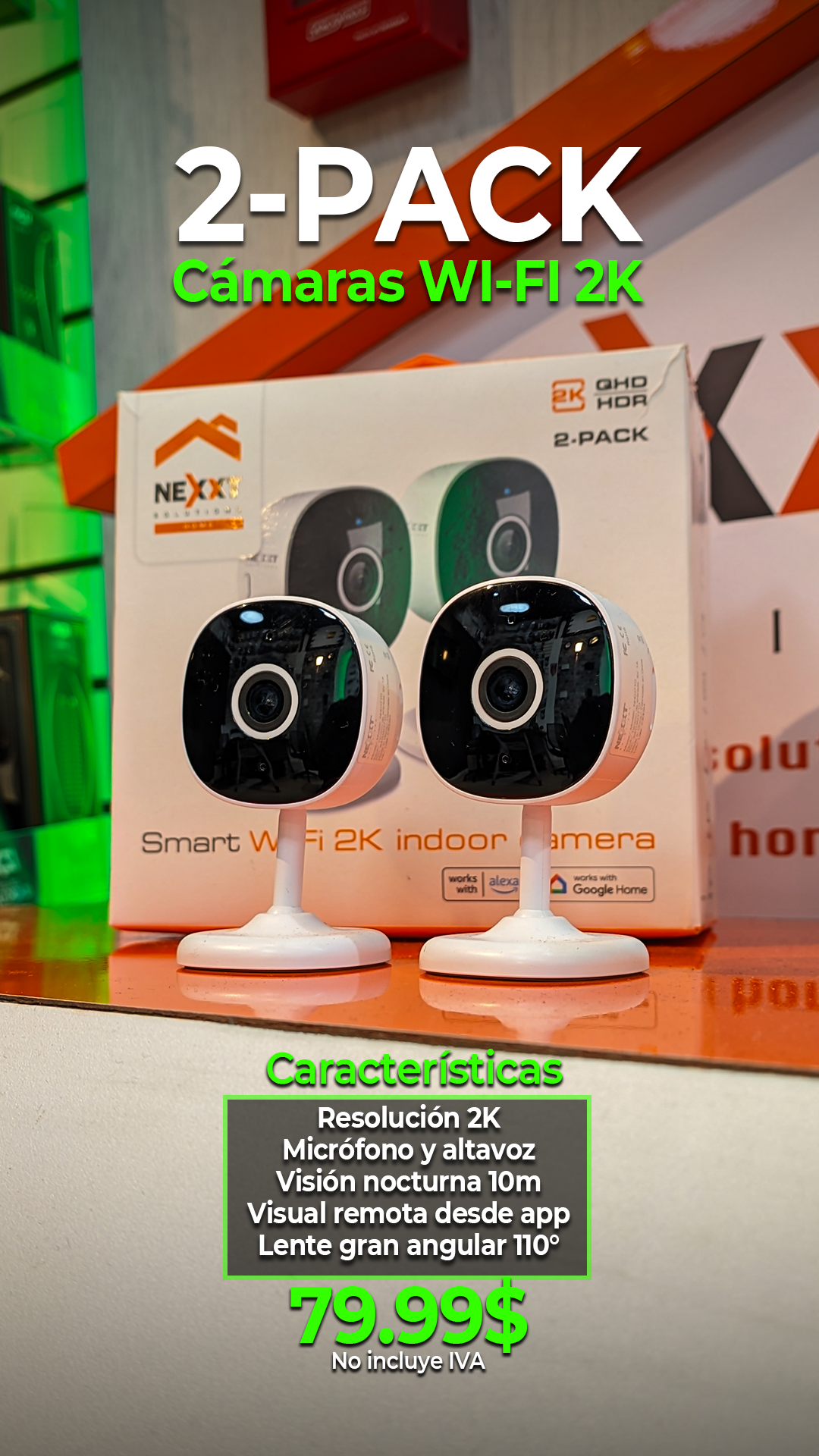 Cámara de Vigilancia 2K Wifi  2 pack